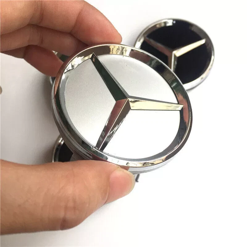 Set of 4PC For Mercedes Benz Silver/Chrome Wheel Center Hub Caps 75MM AMG WREATH Foto 4 de 4