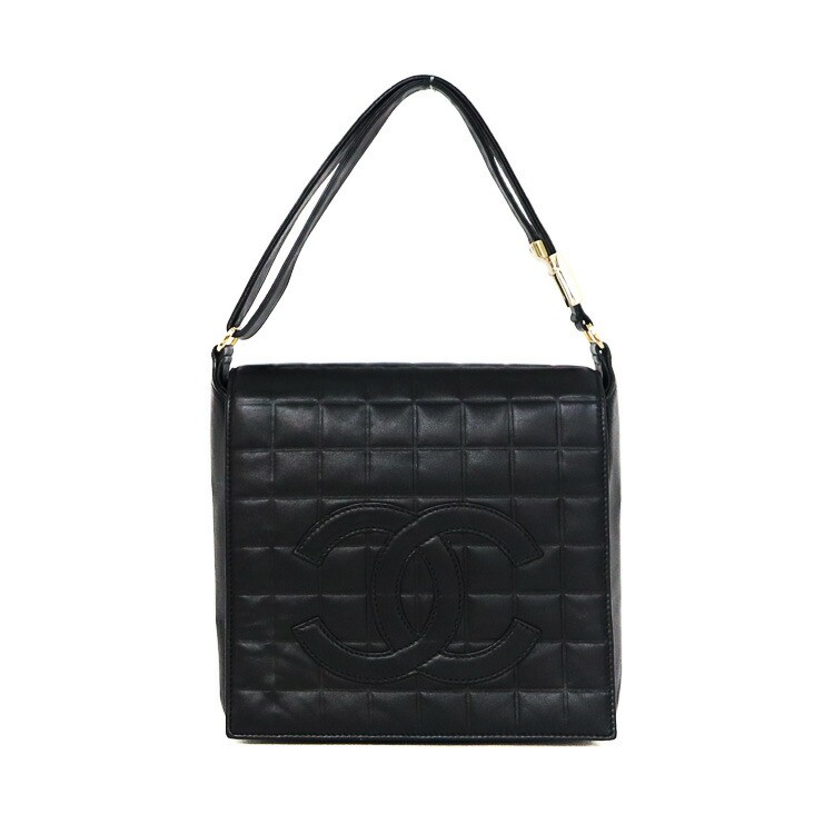 Chanel Coco Shoulder Bag in Black Lambskin Chocolate Bar Style 4372715J