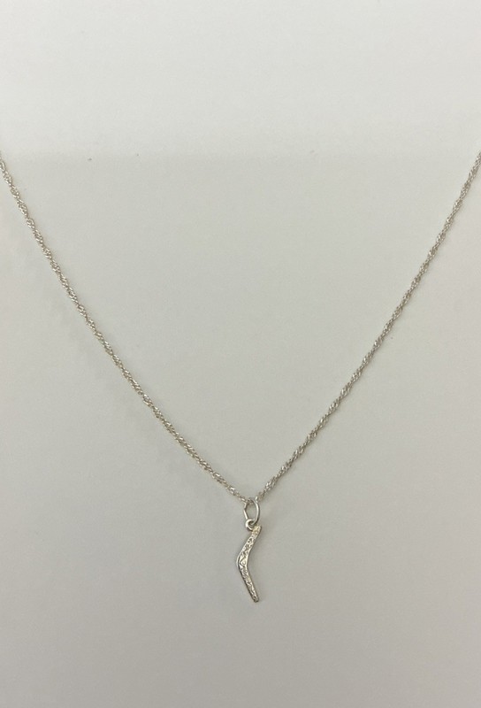 Sterling Silver Boomerang Pendant with 18" Twisted Herringbone Chain