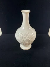 Lenox Bone China Porcelain Vase Floral Embossed, Gold Trim, 7" High Collectible