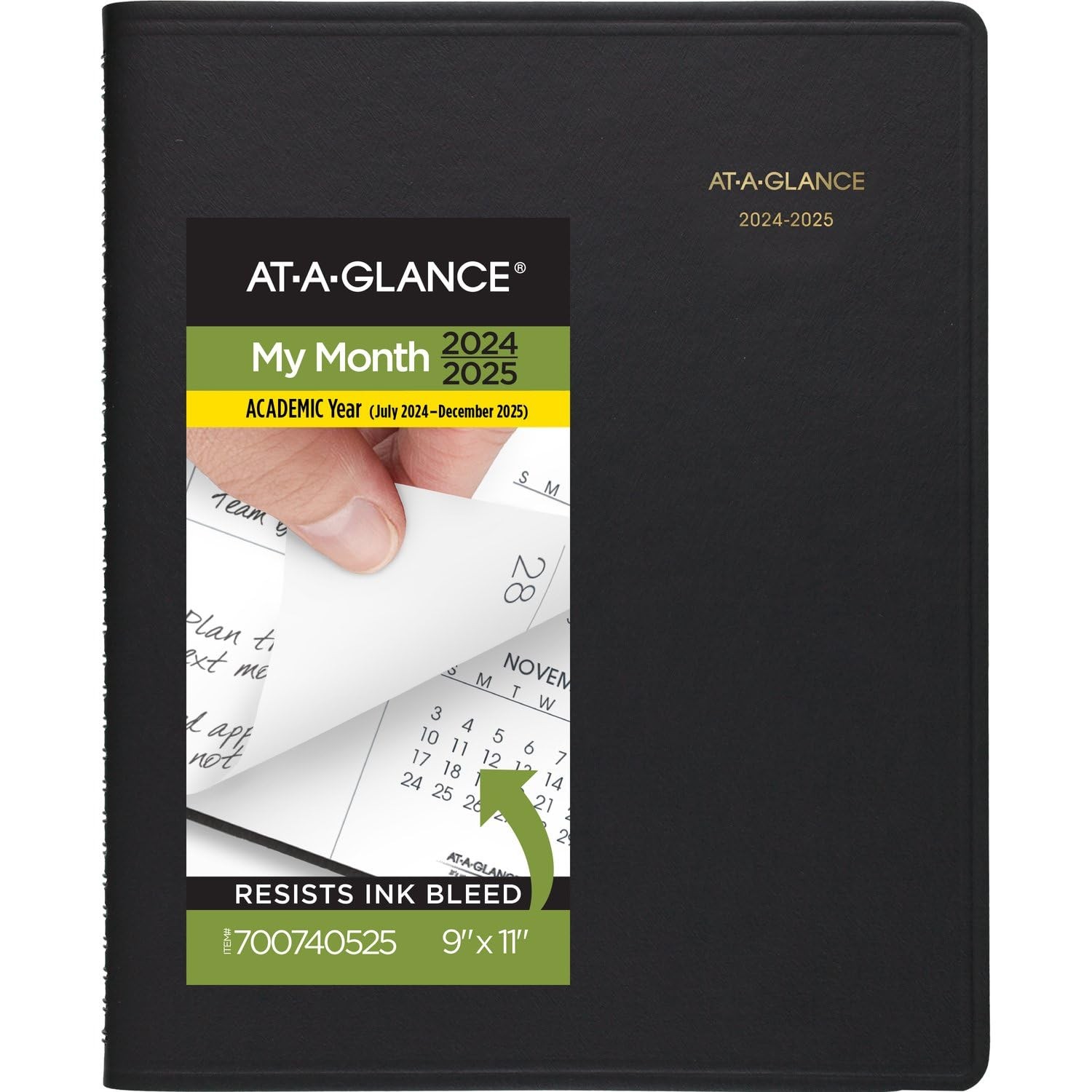 2024-2025 Academic Planner with Monthly Layout in Large 9x11 Flexible Black Cover-image