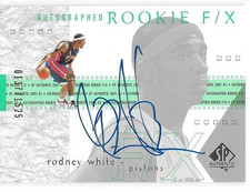 RODNEY WHITE AUTO SN /1525 2001-02 SP AUTHENTIC ROOKIE F/X 129 DETROIT PISTONS