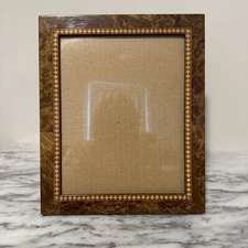 Burled Maple Wood Inlay Marquetry Photo Frame Double Border 7.5x9.5” Argento SC