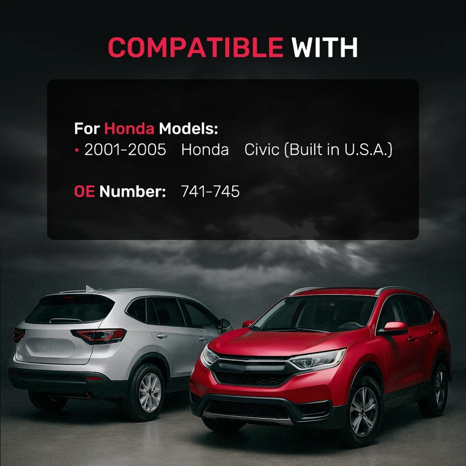 For 2001-2005 Honda Civic Rear Right Power Window Regulator w/Motor 741-745 Foto 3 de 4