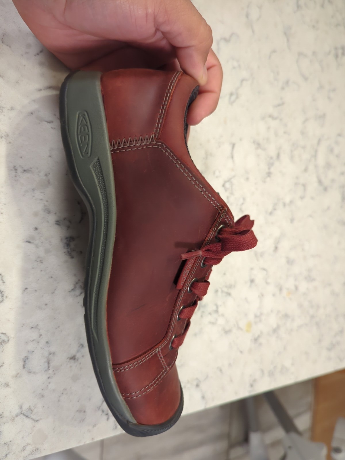 SCARPA KEEN TRAIL TREKKING PASSEGGIO DONNA 6 S1012346 PELLE ROSSA STRINGATA ⭐️EUC⭐️