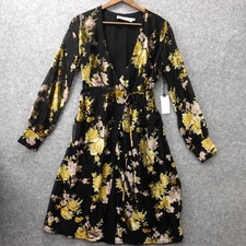 Burnout Velvet Wrap Dress Womens S Black Floral Sheer Party Boho ASTR The Label