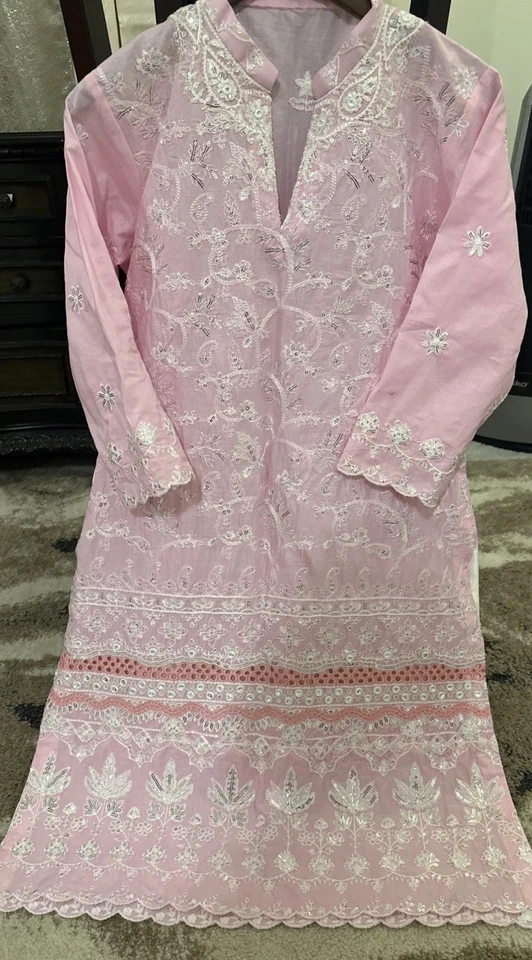 Пакистанский Salwar Kameez хлопок газон бюст 38 дизайнерское платье 3 изделия карнавальный - Изображение 2 из 4