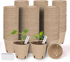 120 Packs 3.15 Inch Peat Pots,Biodegradable Pots for Seedlings with Drainage Hol