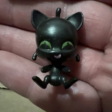Miraculous Ladybug & Cat Noir Plagg Figure  1.25” Black Green Eyes