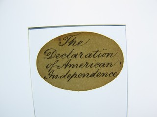 Microscope slide. Wheeler. Microphotograph. Declaration of American Independence
