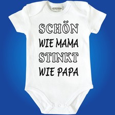 Lustiger Baby-Body Bodie witziger Babybody  - SCHÖN wie Mama STINKT wie Papa