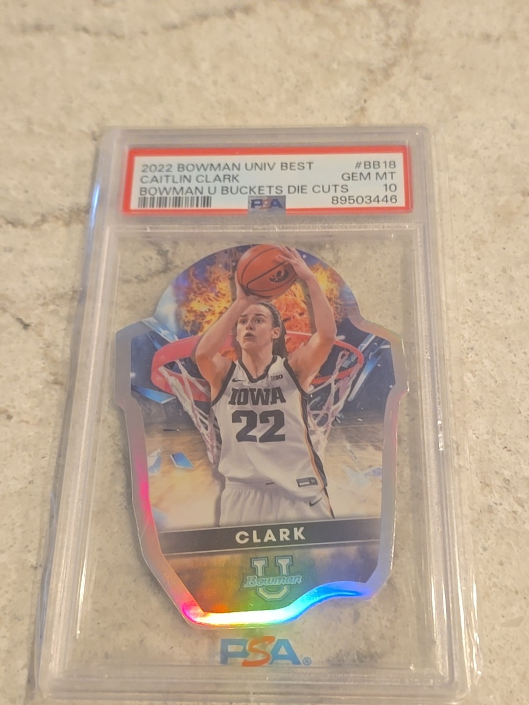 CAITLIN CLARK 2022-23 BOWMAN U BEST BUCKETS DIE CUTS RC #BB 18 PSA 10 GEM MINT
