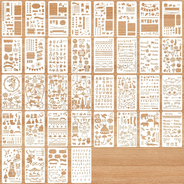 36 StüCk Tagebuch Schablonen Journal Stencils Set, Wiederverwendbares Malerei Vo-image