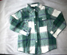 Youth/ Kids size 12/14 Plaid Flannel Button-Up L/S Shirt Jacket Green Plaid NEW