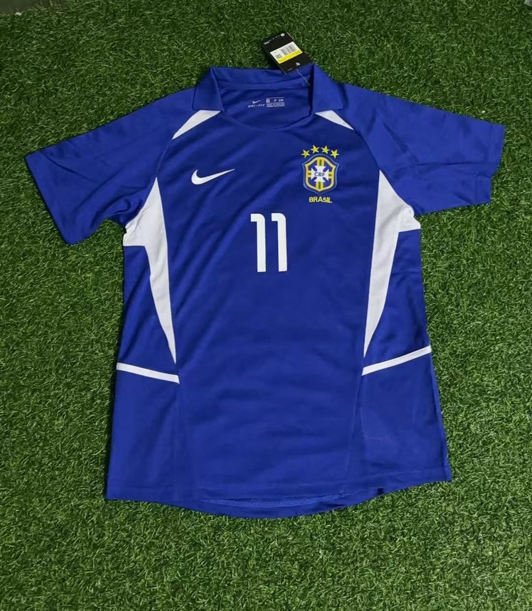 Ronaldinho Gaucho Brazil 2002 World Cup Retro Blue Jersey | eBay