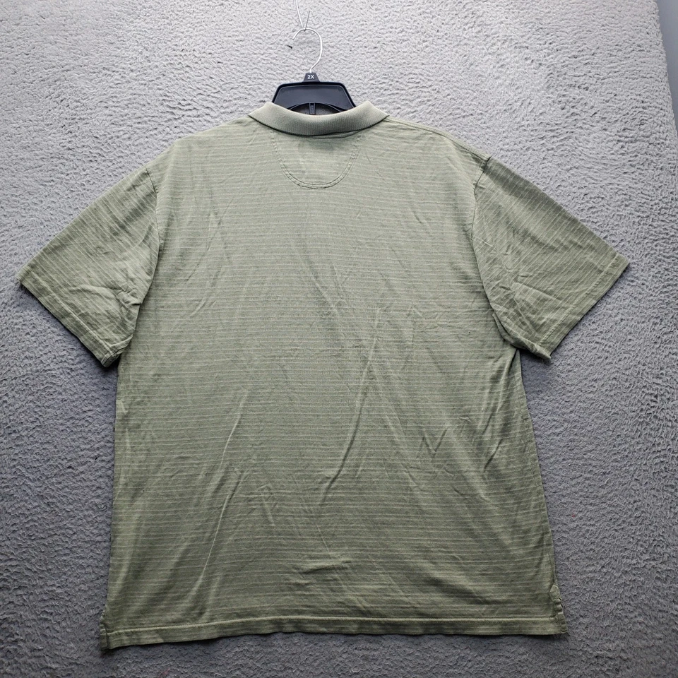 Greg Norman Golf Polo Shirt Men 2XL Green Performance Side Slit Logo Popover EUC - Image 2 of 4