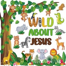 Jungle Animals Tree Bulletin Board Set Classroom Decorations Back to School S...