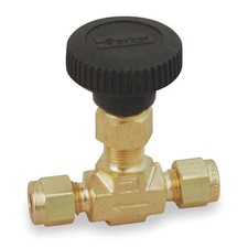 Parker 4A-V4lr-B Needle Valve, Straight, Brass, 1/4 In.
