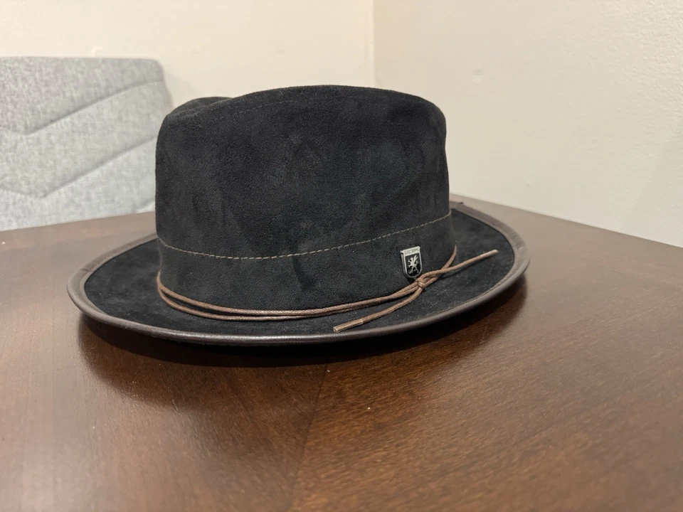 Stacy Adams Suede Safari Fedora Hat Black Leather Trim Size M - Image 2 of 4