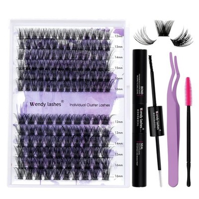 Wimpern Extensions Set DIY Cluster Wimpern Bond Seal Pinzette Naturfasern