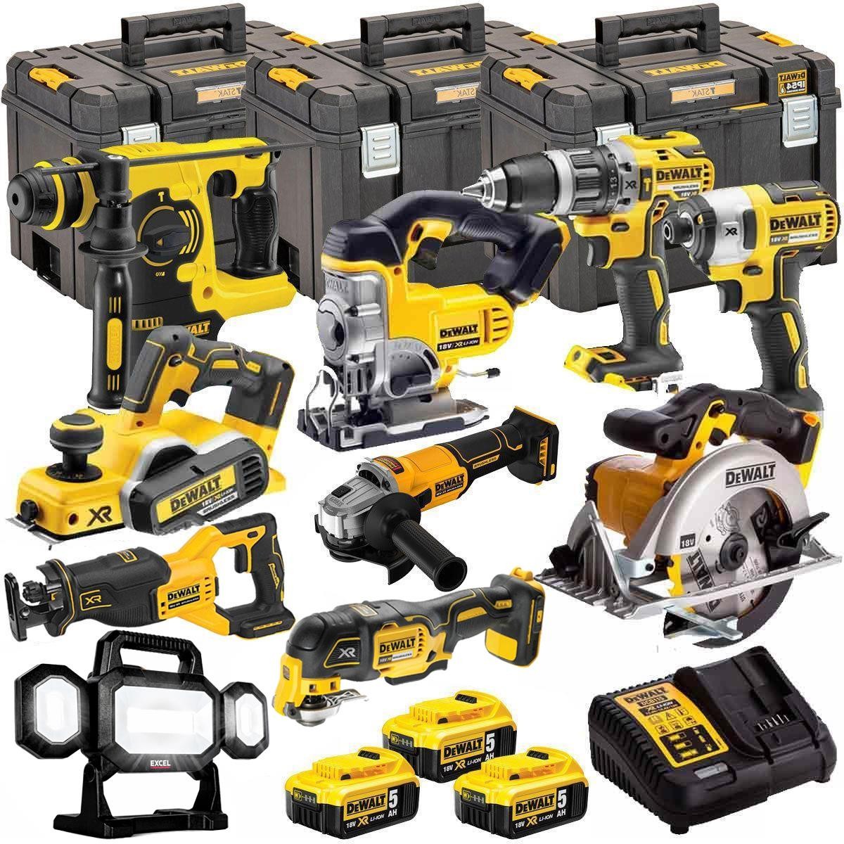 Dewalt DEWT4T10P4 18V XR 10 Piece Power Tool Kit 3 x 5.0Ah Battery Charger & Box