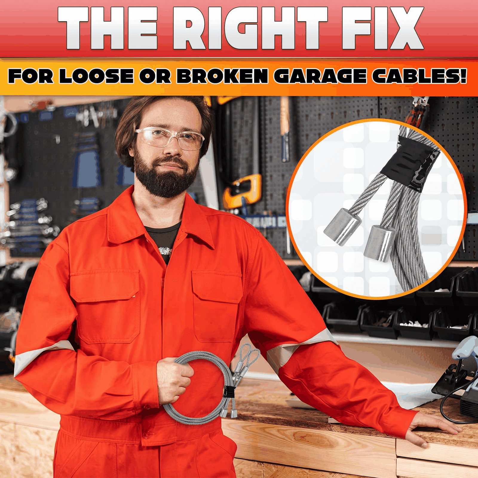 Garage Door Cables for 10 ft Door 11 ft 6 inch Long Heavy Duty 304 Steel 2 pcs