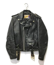 Used Double Rider Motorcycle Jacket Leather Black Men Sz M