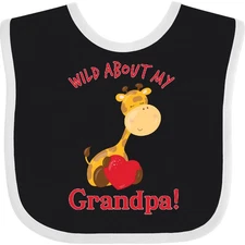 Inktastic Wild About My Grandpa Baby Bib Giraffe Valentines Day Valentine Heart
