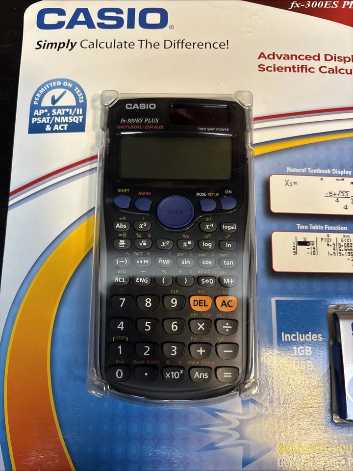 Casio fx-300ES PLUS Natural VPAM, Solar Scientific Calculator W/ Cover NEW - Image 2 of 4
