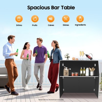 Portable Event Bar, Freestand Space-saving Bar Cabinet Foldable Bar For Party