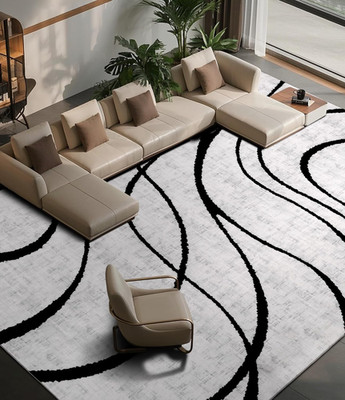 Stylish 9x12 Washable Black & White Geometric Area Rug for Any Room