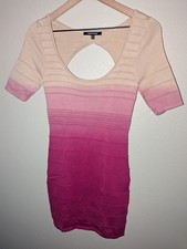 WOW Couture Body Con Dress Pink Ribbed Cut Out Back Mini Dress Womens Medium