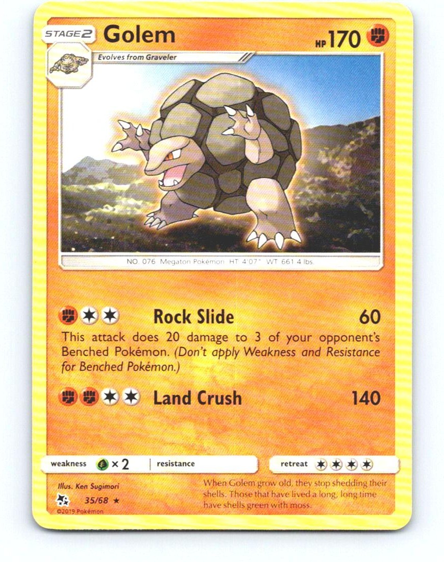 Golem 35/68 Rare Hidden Fates Pokemon Near Mint