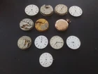 Lot 12 Pocket Watch Movement Parts Dial WALTHAM, ELGIN, 18s-6s Gold Filled Case