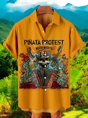 Skull Playing Music Pinata Protest Hawaiian Shirt