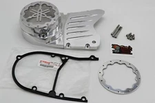 BILLET ALUMINUM STATOR COVER CLEAR WINDOW + 2 INSERTS FOR YAMAHA BANSHEE SILVER