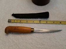 j marttiini finland knife 7 1/2" fishing fillet knife with sheath vtg 