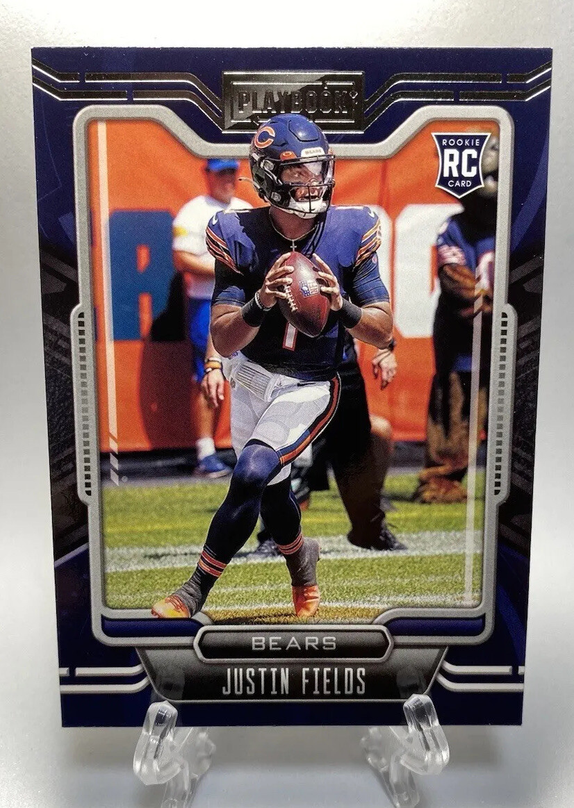 2021 Panini Playbook Justin Fields #108 Purple Chicago Bears Rookie RC Card