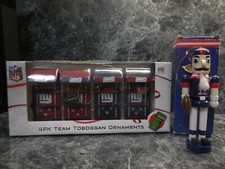 2 new york giants ornaments 4 pack toboggans 1 wood nutcracker rare