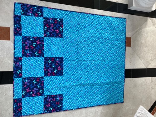 Handmade Quilted Blanket 62x52" Reversible Sofa Throw Afghan, Wall Hanging Art - Picture 13 of 15
