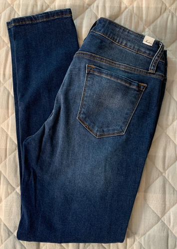 KanCan Jeans Mid Rise Dark Wash Stretch Denim Distressed Kancan Sz 13/30 US 10