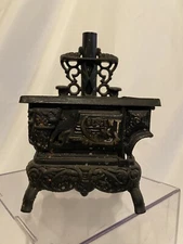 VTG CRESENT CAST IRON WOOD STOVE MINIATURE SALESMAN SAMPLE & ACCESSORIES 8" Tall