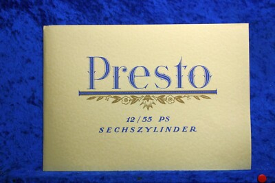 Presto 12/55 PS Sechszylinder 1927 Prospekt (E#126) FAKSIMILE Archiv Verlag