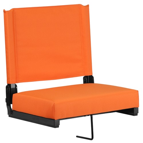 Foldable-Stadium-Chair-with-Thick-Ultra-Padded-Seat-in-Orange-w-Bleacher-Hook