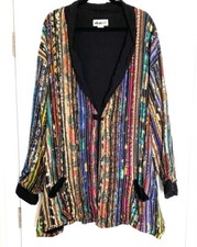 We Be Bop Black Rainbow Quilted Embroidered Patchwork Topper Coat Jacket 3x 24w