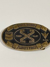 Anacortes CHEVRON SAFETY First Hand Made Solid Brass Belt Buckle 1995