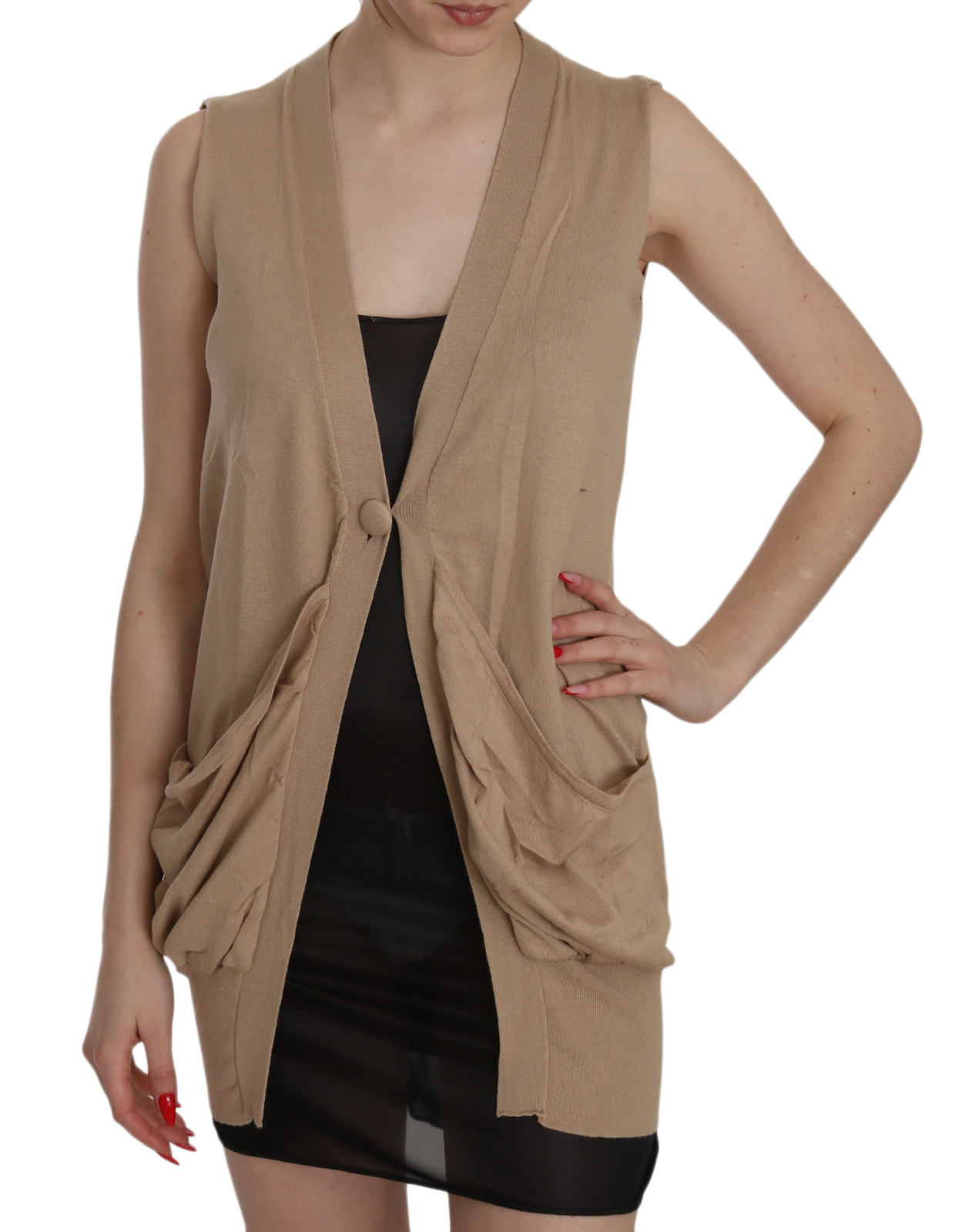 PINK MEMORIES Vest Brown 100% Cotton 