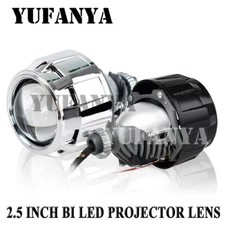 2.5'' Bi LED Projector Lens+Shrouds 70W Car Headlight Kit Universal VS Xenon DIY