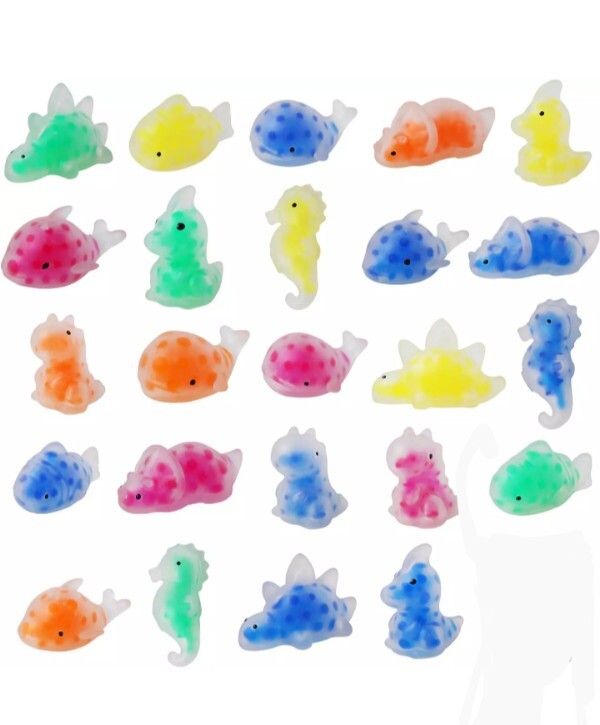 24PCS Mini Squishy Stress Balls Fidget Toys, Dinosour Sea Animals Sensory Toy