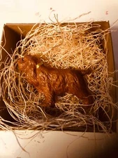 New 3D Dresden Sussex Spaniel Dog Christmas Ornament Paper w Glass Eyes & Box